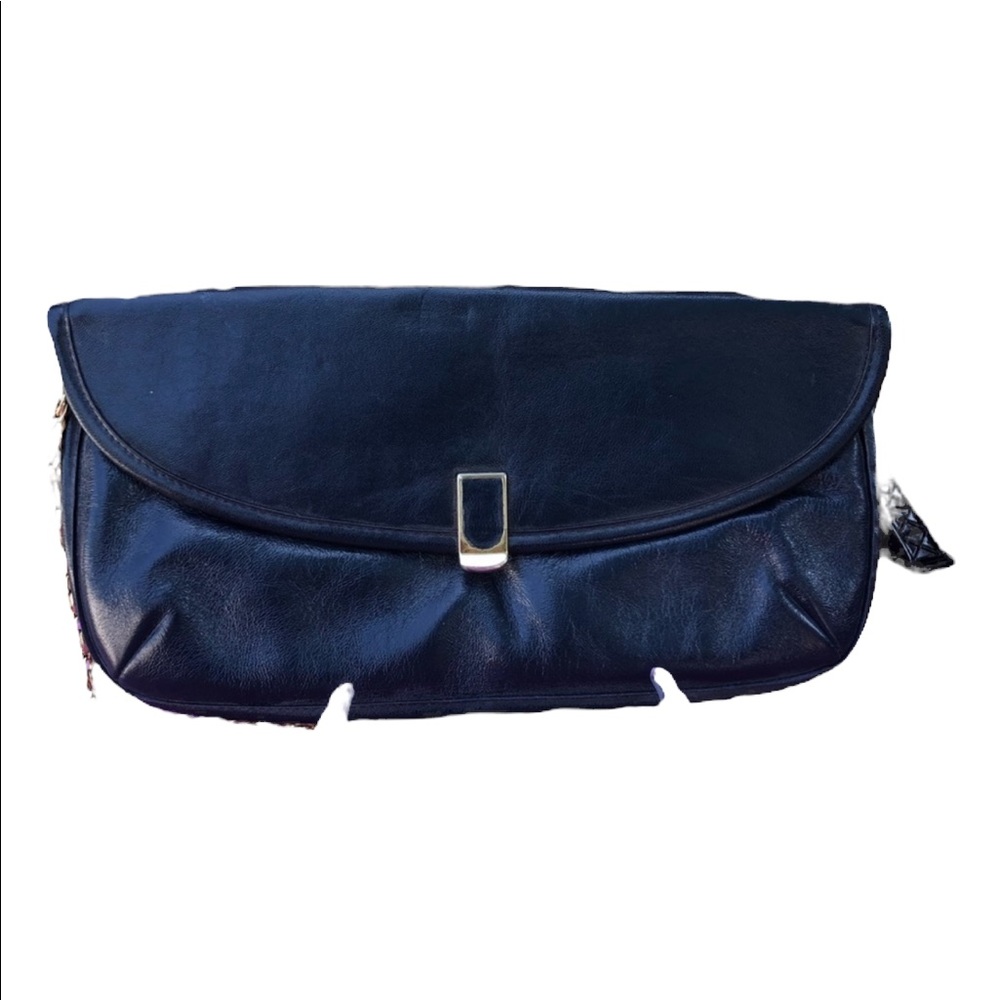 VinTage Jane Shilton Blue Leather clutch shoulder